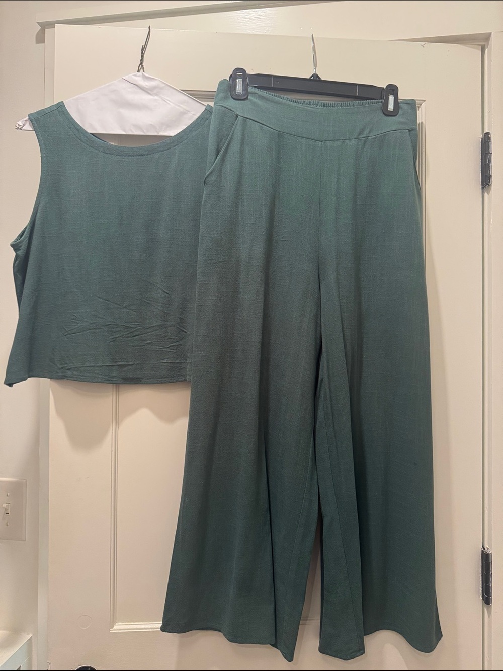 Women's Wide-Leg Lounge Pants and Tank Set - linen